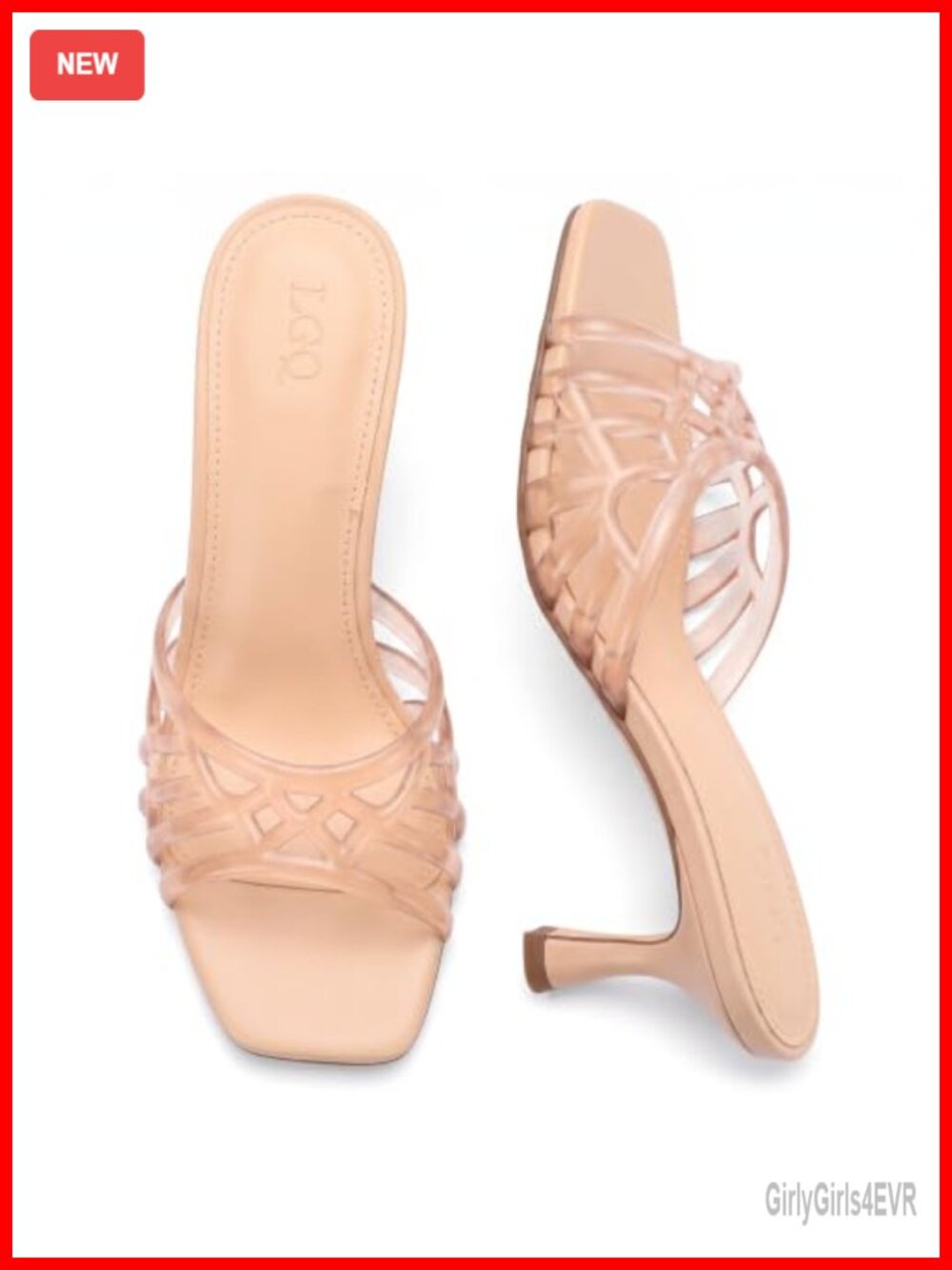 Clear Jelly Kitten Heel Sandals Square Toe Slide Mules Womens Summer